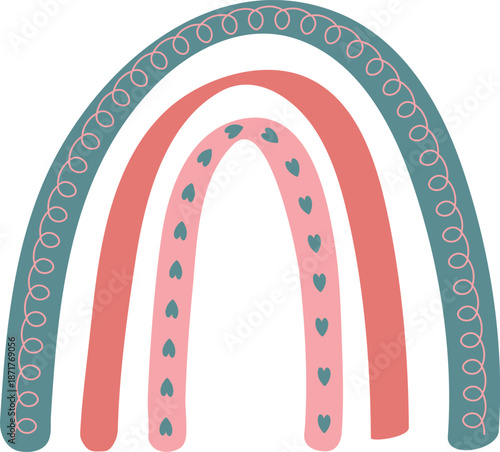 Colorful Rainbow Illustration with Decorative Patterns