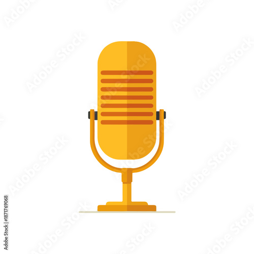 Vintage Gold Microphone Icon for Podcast, Studio, Audio