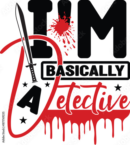 Detective Logo with Knife and Blood