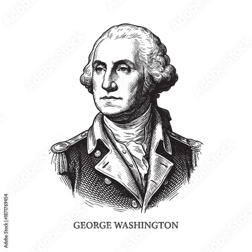 George Washington Portrait Engraving Illustration