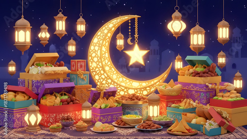 Cheerful 3D Illustration of Happy Easter Monday Celebration with Festive Decorations and Pastel Eggs on Green Grass