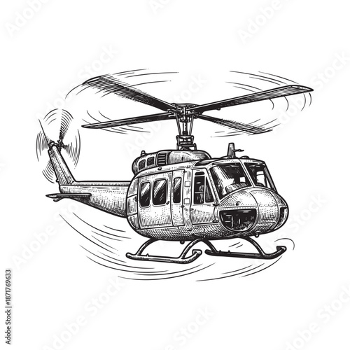 Helicopter Engraving vector