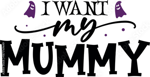 Halloween Text with Ghosts and Typography