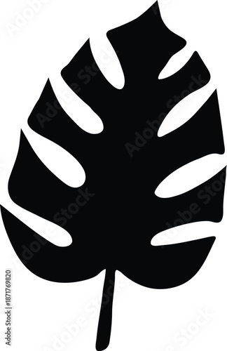 Monstera Deliciosa Leaf Silhouette Illustration