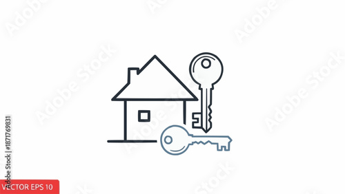 House and Key Icon Vector Illustration.
