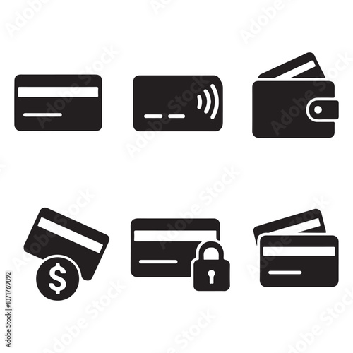 Credit Card Icon Set – Payment, Transaction, Wallet and Contactless Icons