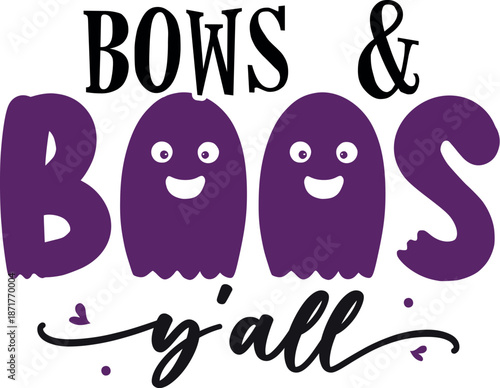 Purple Ghosts with Smiling Faces Typography
