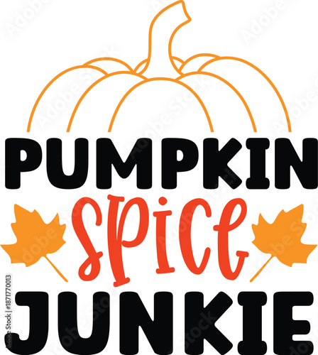 Pumpkin Spice Junkie Typography Design Element