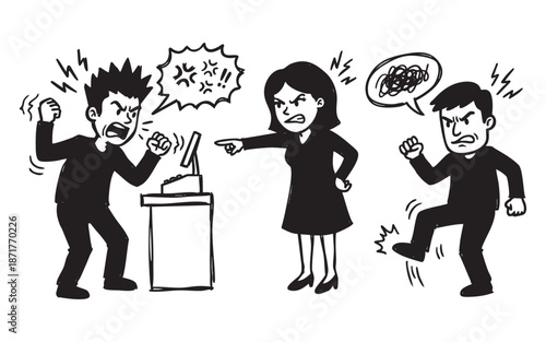 angry customer doodle art illustration