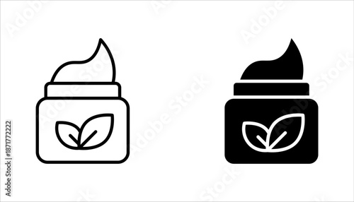 Organic cosmetic line icons set. Organic skin care components or labels. vector illustration on white background