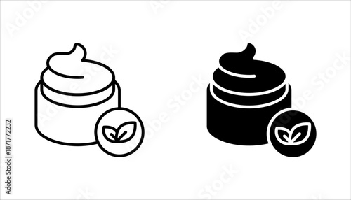 Organic cosmetic line icons set. Organic skin care components or labels. vector illustration on white background