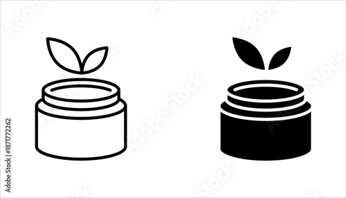 Organic cosmetic line icons set. Organic skin care components or labels. vector illustration on white background