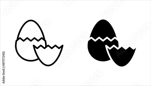 Hatching egg to cook food icon set, vector illustration on white background