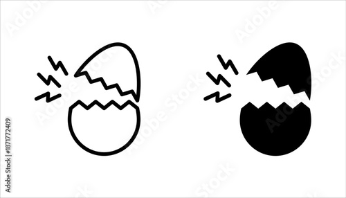 Hatching egg to cook food icon set, vector illustration on white background