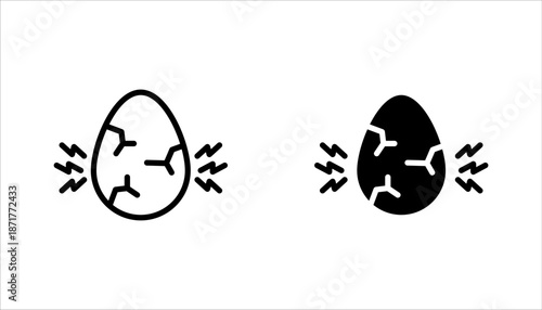 Hatching egg to cook food icon set, vector illustration on white background
