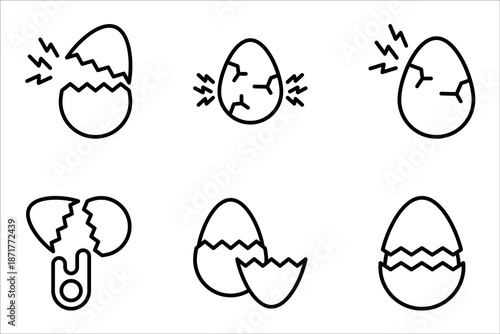 Hatching egg to cook food icon set, vector illustration on white background