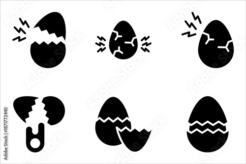 Hatching egg to cook food icon set, vector illustration on white background