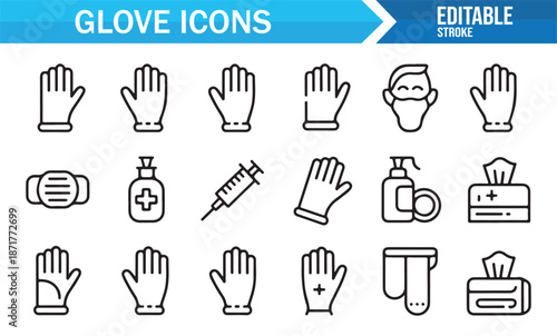 Editable glove outline icons for health and safety UI