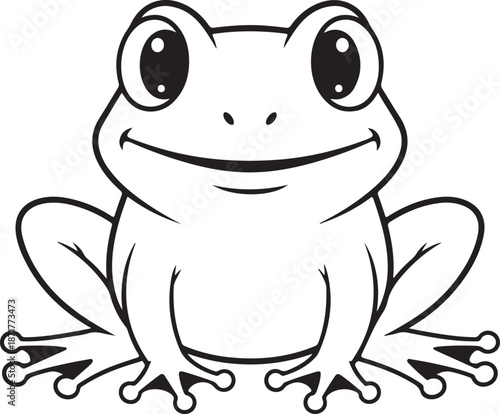 Cartoon frog with big eyes and smiling mouth amphibian