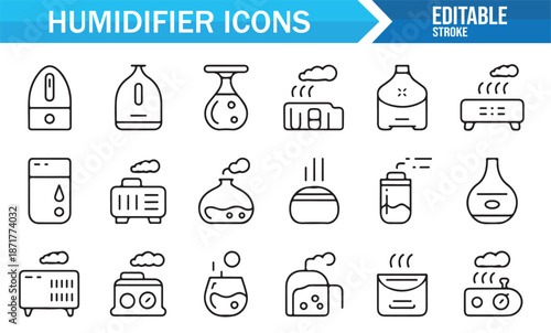 Editable humidifier outline icons for UI and apps