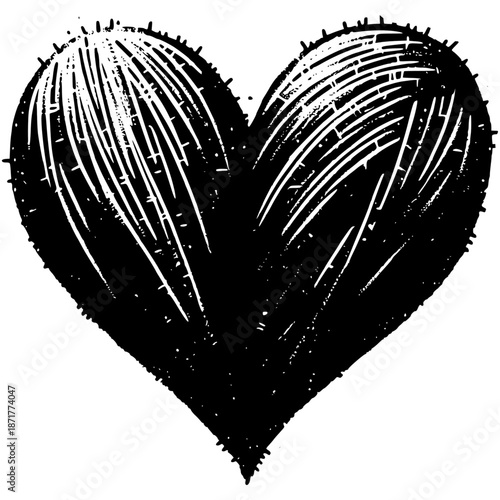 Artistic Heart: A striking monochrome illustration of a heart, capturing the essence of love and emotion with a textured, artistic flair.