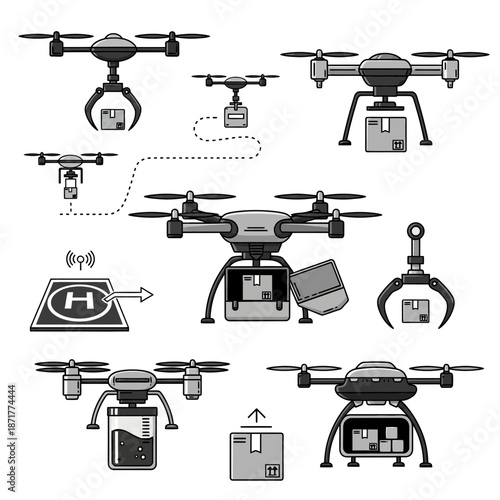 Efficient drone delivery network for fast shipping and logistics, showcasing automated aerial transport for modern supply chain management and innovative technology