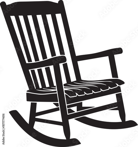Rocking chair silhouette vector black on a white background