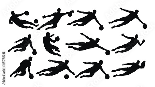 Silhouettes of athletes in dynamic action poses illustrating movement and sport