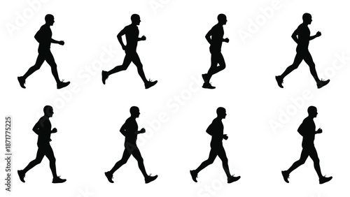 Silhouettes of runners depicting the phases of a running stride