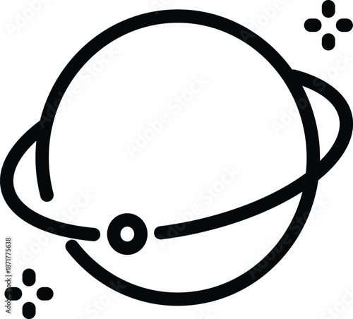 Planet with ring and sparkling stars