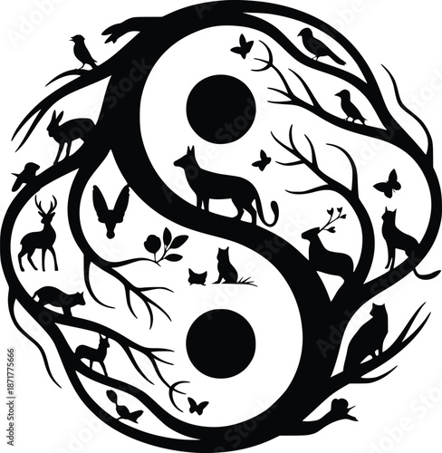 Nature-inspired yin yang symbol