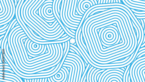 Modern decorative background with repeating geometric shapes and smooth linear contours in blue hues, suitable for branding, packaging, and contemporary graphic design.