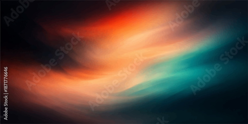 An abstract orange and red background with radiant light evokes the beauty of a colorful sunset cloudscape at twilight