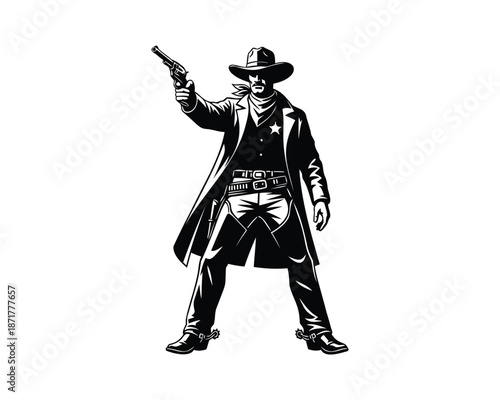 Cowboy drawing revolver, Cowboy in long coat, Cowboy hand gun, Cowboy gun Shooting, mounted cowboy gun draw, cowboy with hat, cowboy gun draw with smoke, desert cowboy, cowboy’s long duster coat fly