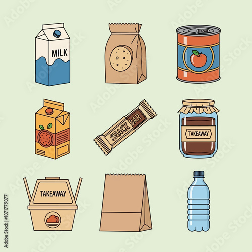 Food and drink packaging items.