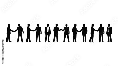 A row of silhouetted figures holding hands representing unity and connection