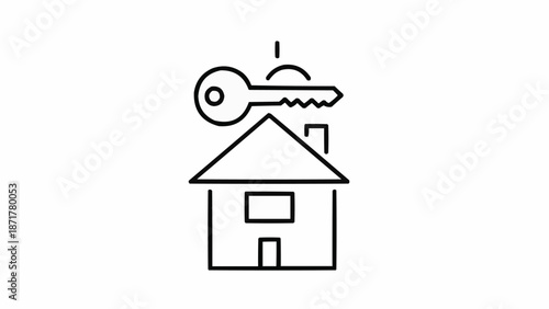 House Key Icon Represents Home Ownership and Real Estate.