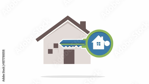 House Key Icon Represents Home Ownership and Real Estate.
