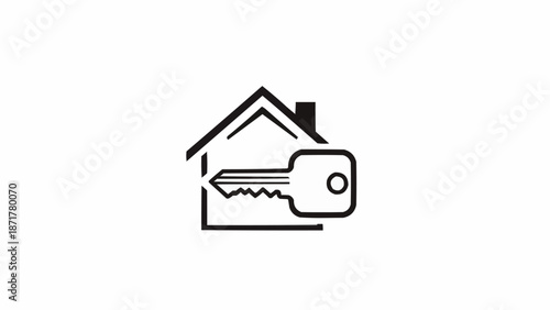 House Key Icon Represents Home Ownership and Real Estate.