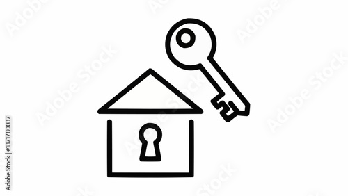 House Key Icon Represents Home Ownership and Security.