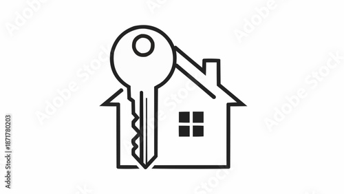 House Key Icon Symbolizing Home Ownership and Real Estate.