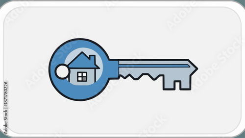 House Key Icon Symbolizing Home Ownership and Real Estate.