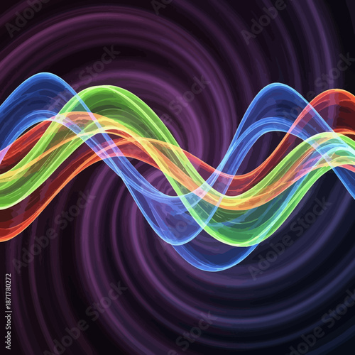 Vibrant multicolored wavy light lines.