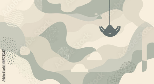 Abstract hanging decorative element with unique shape.