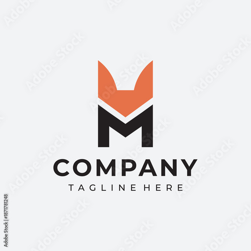 simple and  modern fox M logo design template elements