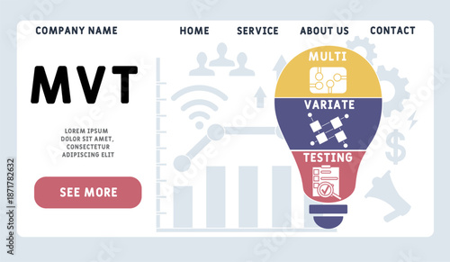 MVT - multivariate testing acronym. business concept background. vector illustration concept with keywords and icons. lettering illustration with icons for web banner, flyer, landing