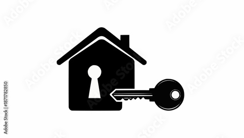 House Key Icon Symbolizing Home Ownership and Security.