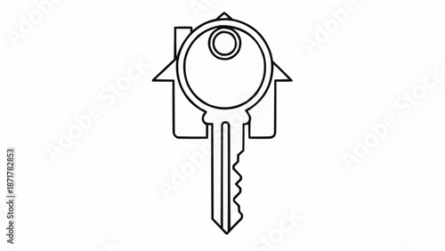 House Key Icon Symbolizing Home Ownership and Security.