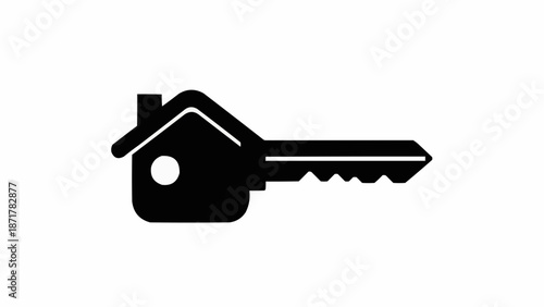 House Key Icon Symbolizing Home Ownership and Security.