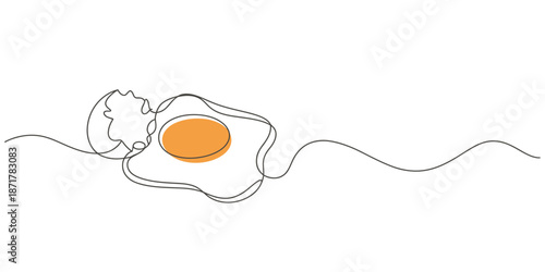 A continuous line drawing illustration of a minimalist fried egg for a modern design concept Vector, illustration